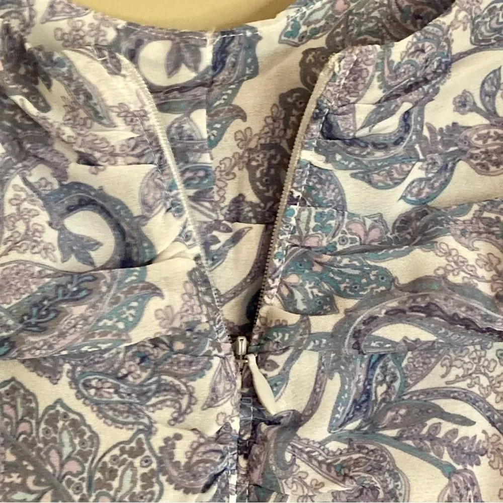 NEW REVOLVE For Love and Lemons Paisley Floral Ruched Mini Skirt Gray Pink XL